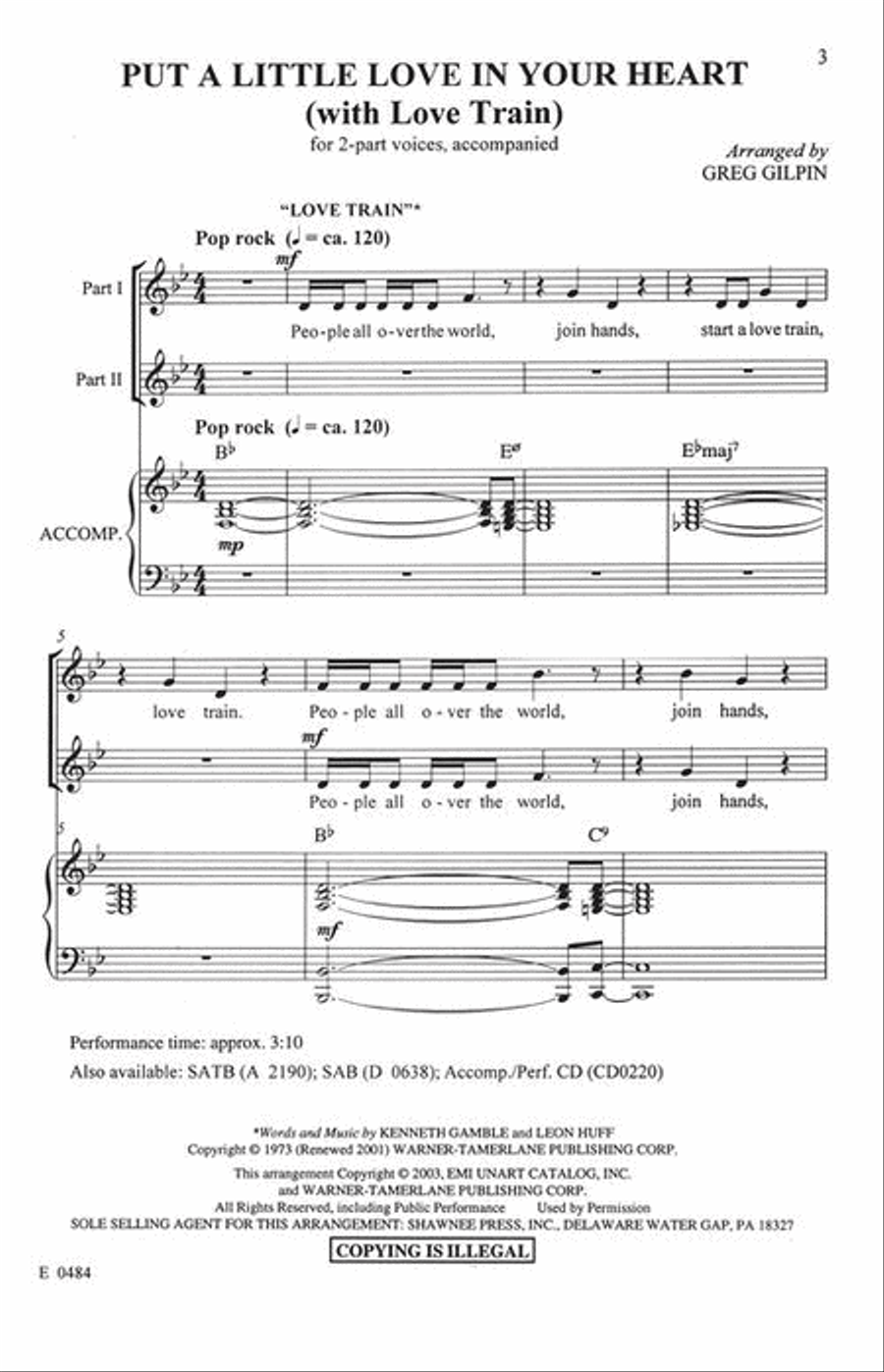Put a Little Love in Your Heart (with “Love Train”) 3-Part scores gallery preview page 3