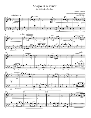 Albinoni Adagio for violin & cello duet