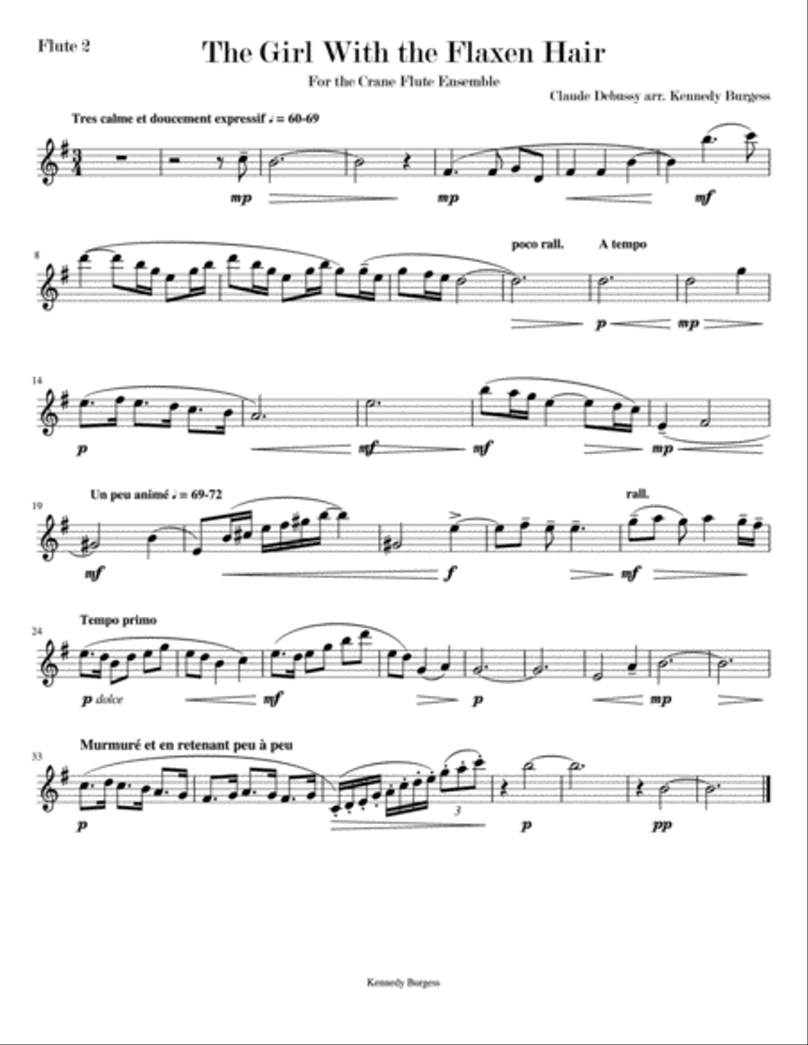 The Girl With the Flaxen Hair Woodwind Ensemble scores gallery preview page 5