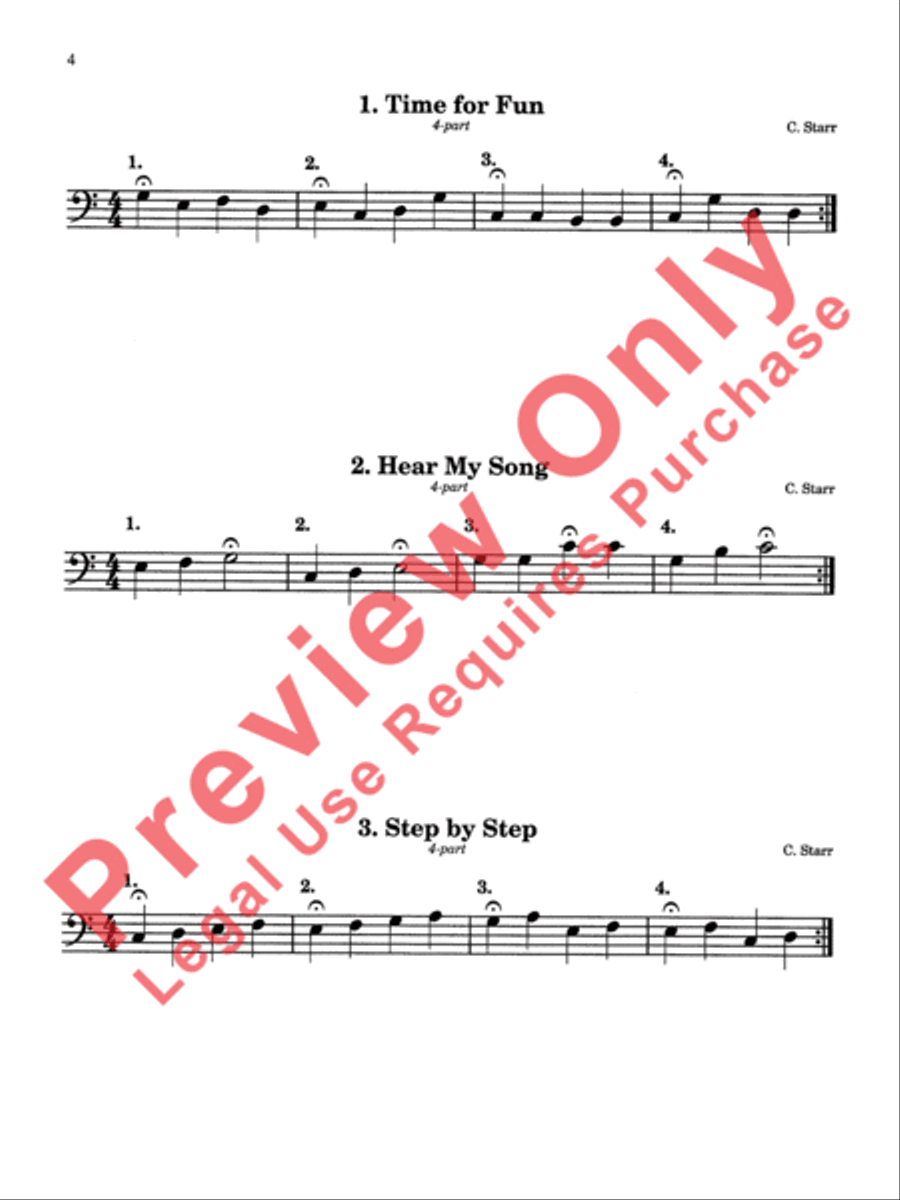 Rounds and Canons for Reading, Recreation and Performance, Piano Ensemble, Volume 1 Cello scores gallery preview page 10