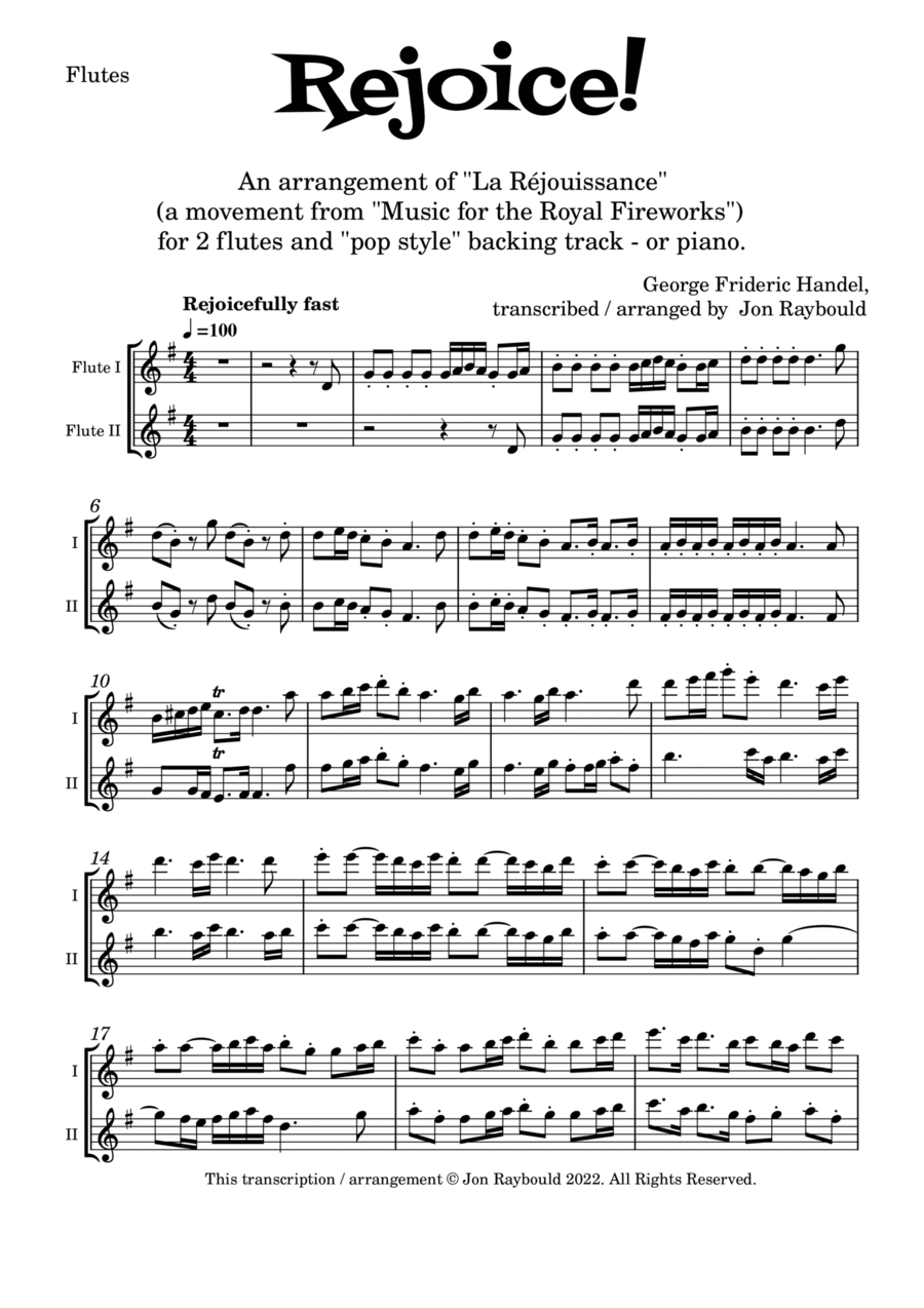 REJOICE! for two flutes Flute Duet scores gallery preview page 1