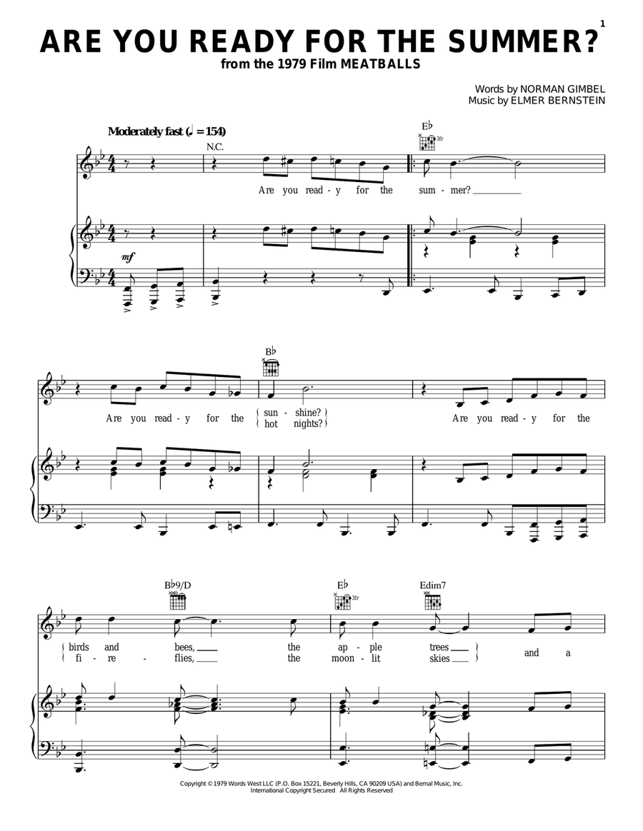 Are You Ready For The Summer? Piano, Vocal, Guitar scores gallery preview page 1