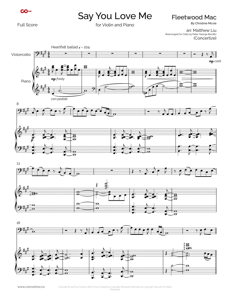 Say You Love Me String Duet scores gallery preview page 1
