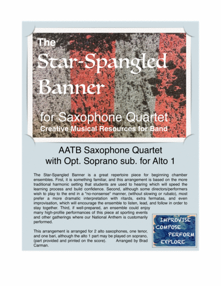 The Star-Spangled Banner for (S)AATB Saxophone Quartet image number null
