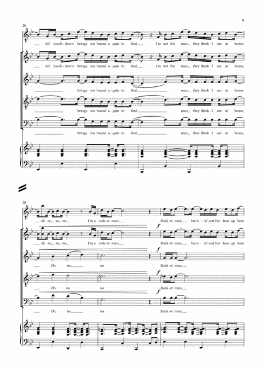 Rocket Man (i Think It's Gonna Be A Long Long Time) Rocket Man (i Think It's Gonna Be A Long Long Time) 4-Part scores gallery preview page 5