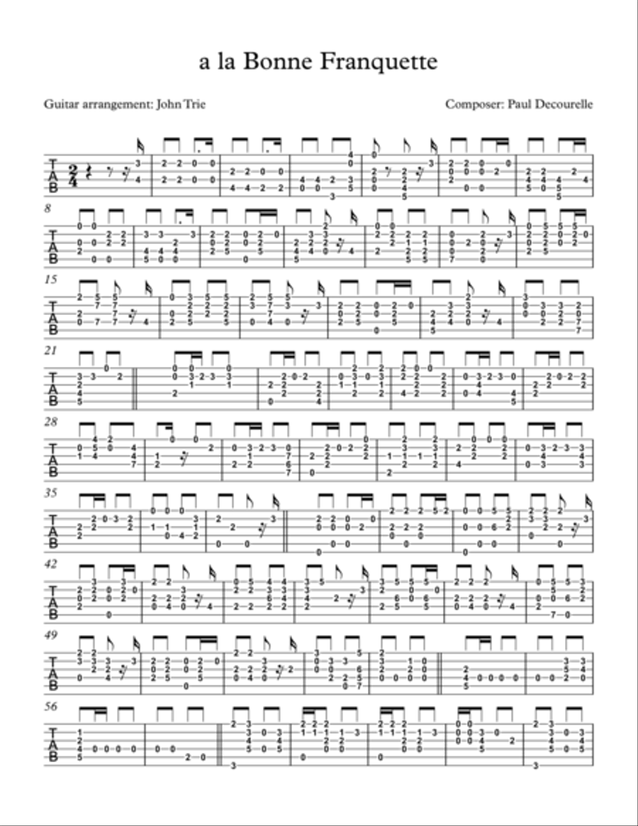 a la bonne franquette Acoustic Guitar scores gallery preview page 1