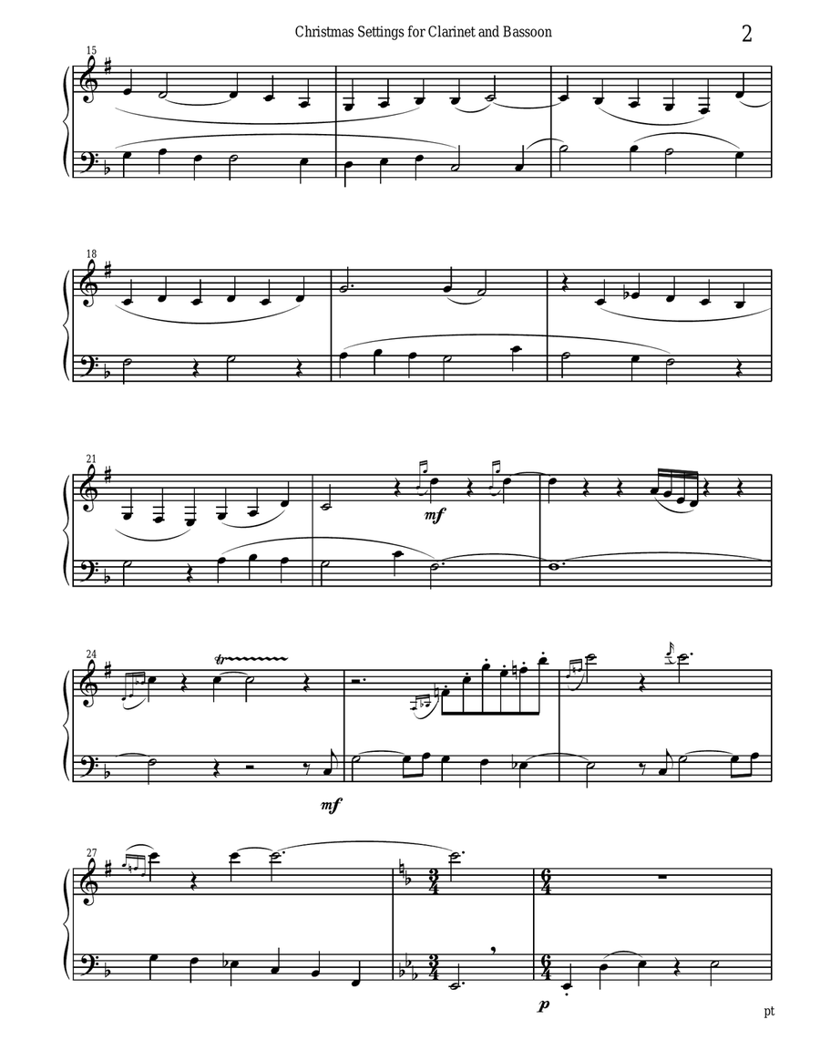 Christmas Settings for Clarinet and Bassoon Duet Woodwind Duet scores gallery preview page 3