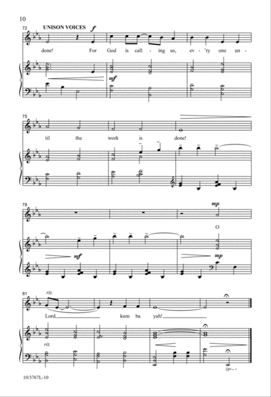 God Is Calling Us Unison Choir scores gallery preview page 10