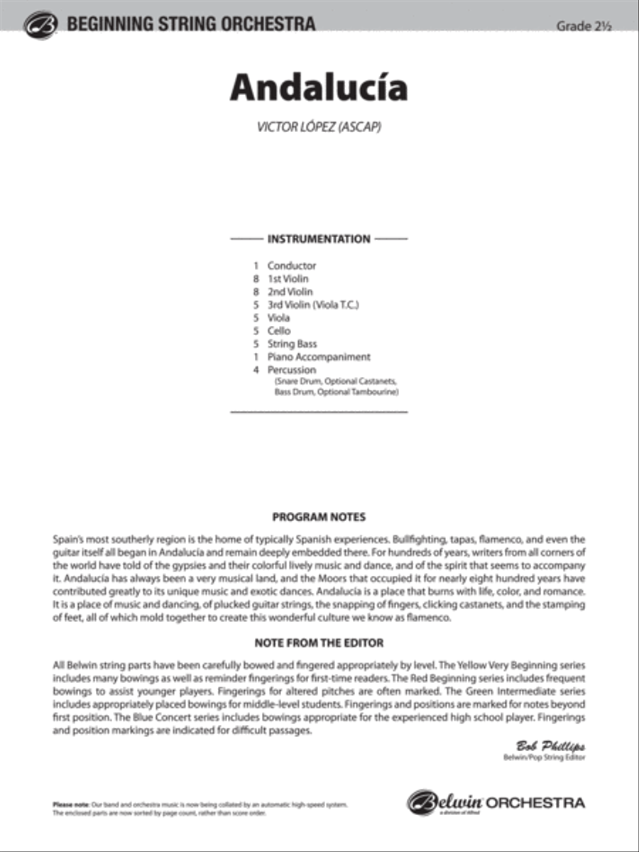 Andalucía: Score Andalucía: Score String Orchestra scores gallery preview page 1