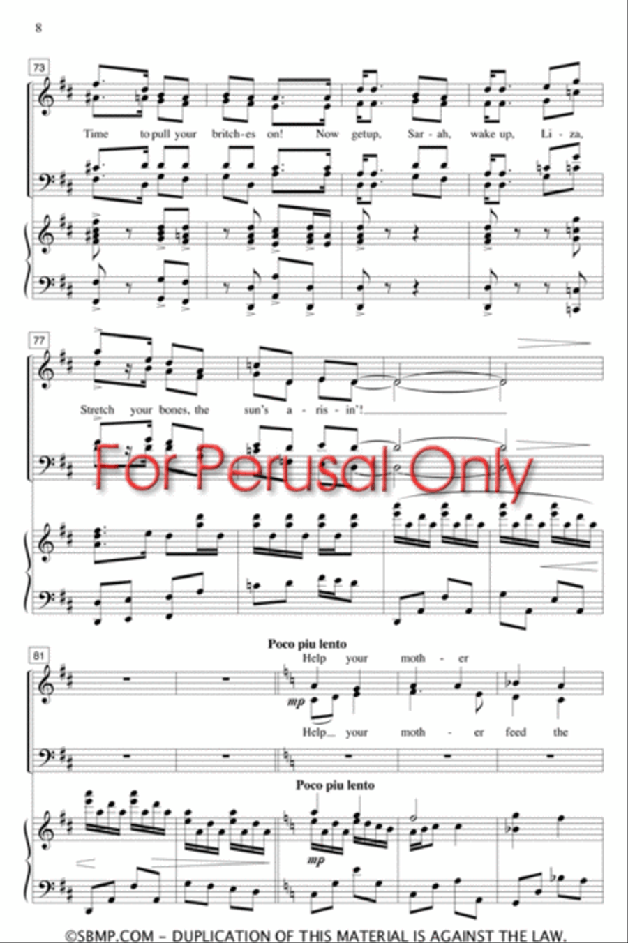 Sun's A-Risin' - SATB Octavo 4-Part scores gallery preview page 8