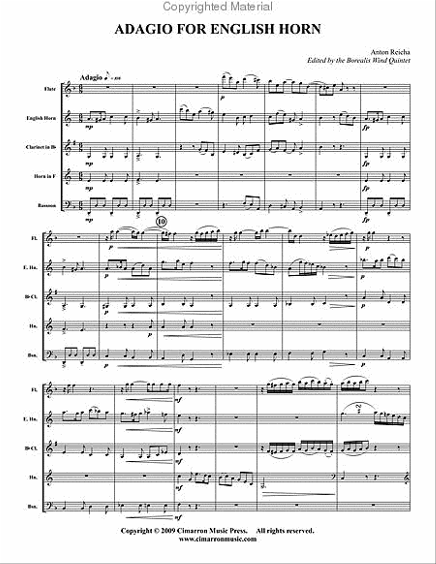 Adagio for English Horn Adagio for English Horn Woodwind Quintet scores gallery preview page 2