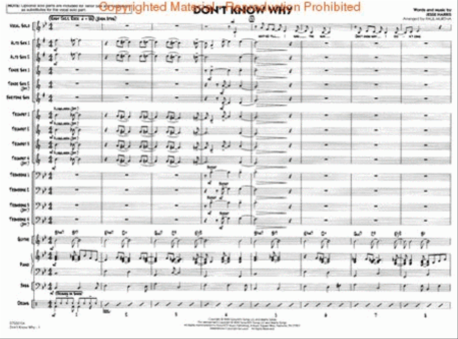 Don't Know Why (Key: B-flat) Jazz Ensemble scores gallery preview page 2