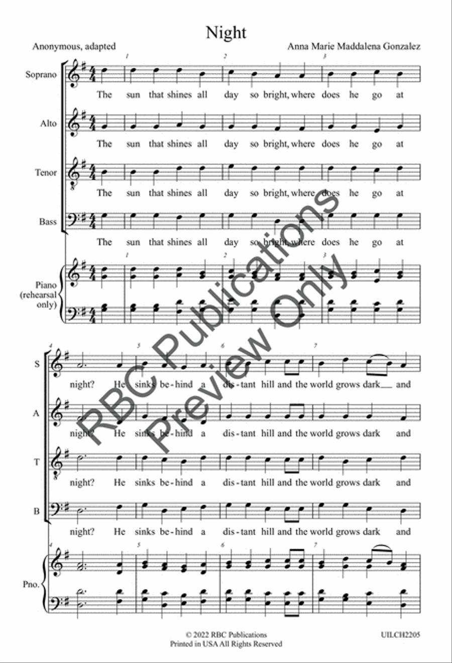Night Night 4-Part scores gallery preview page 3