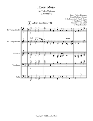 Heroic Music - No. 7. La Vigilance (Bb) (Brass Quintet - 2 Trp, 1 Hrn, 1 Trb, 1 Tuba)