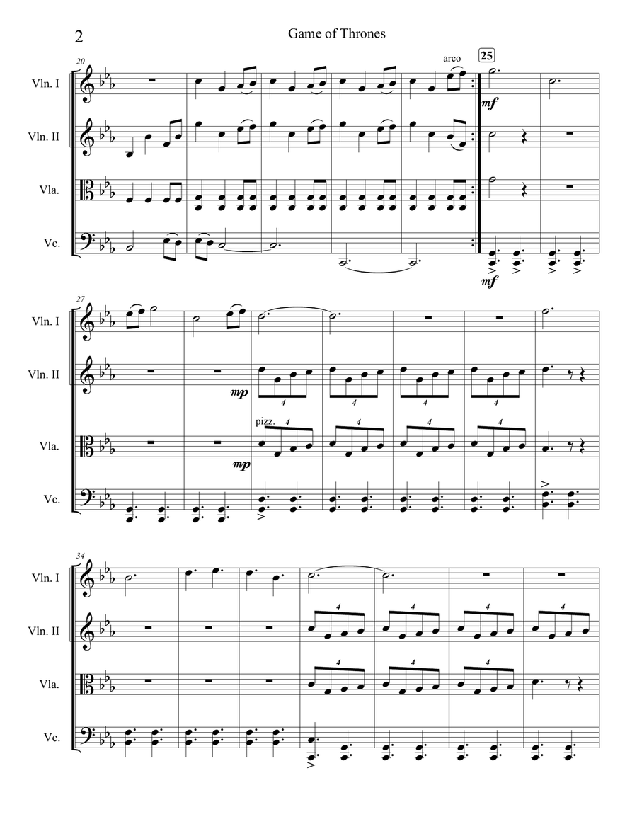 Game Of Thrones String Quartet scores gallery preview page 2
