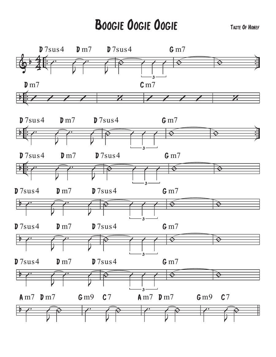 Boogie Oogie Oogie Piano, Vocal scores gallery preview page 1