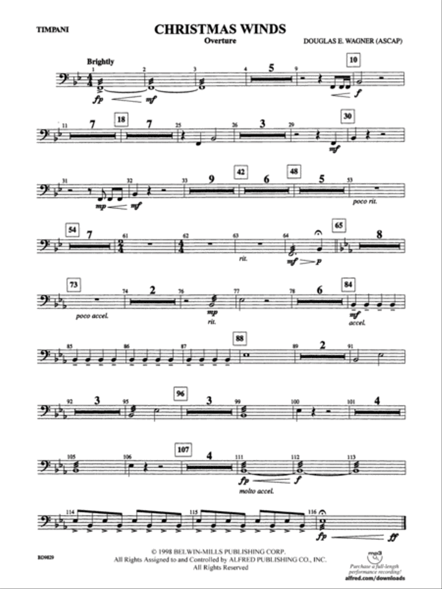 Christmas Winds (Overture): Timpani Concert Band scores gallery preview page 1
