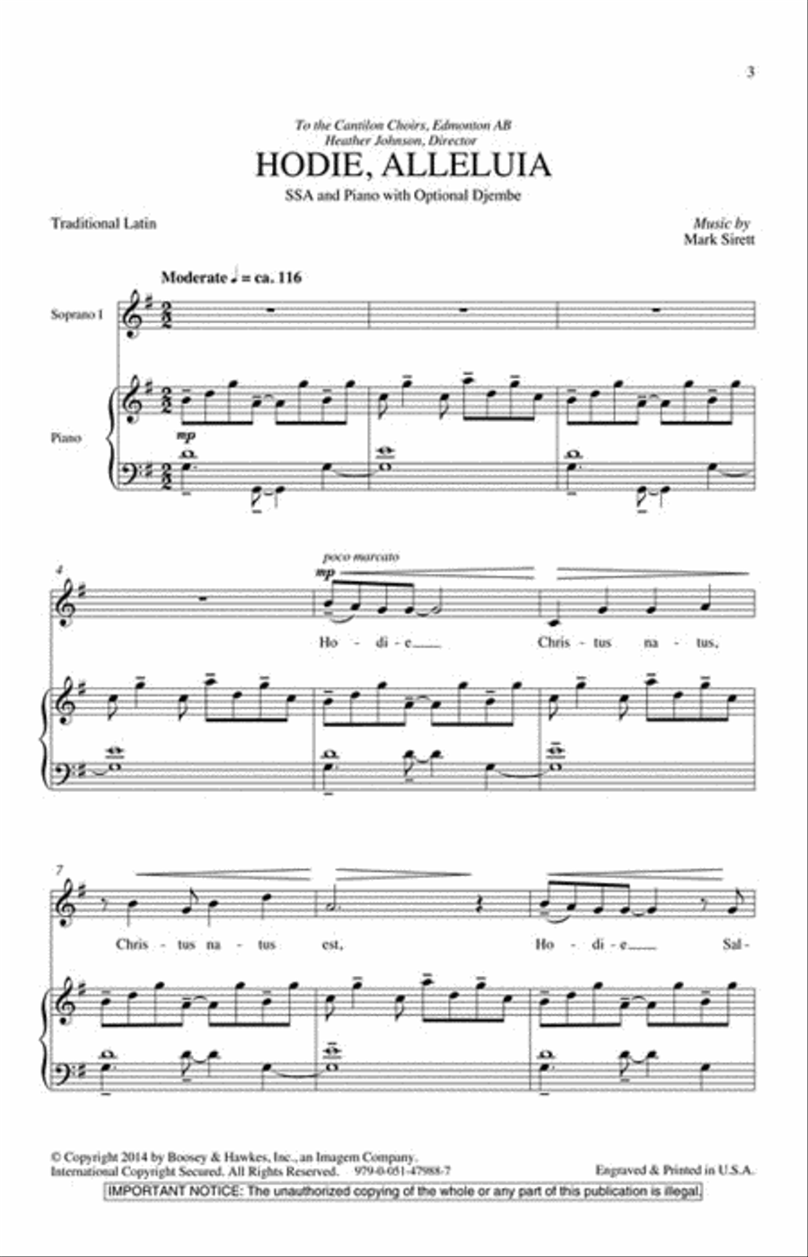 Hodie Alleluia SSA scores gallery preview page 2