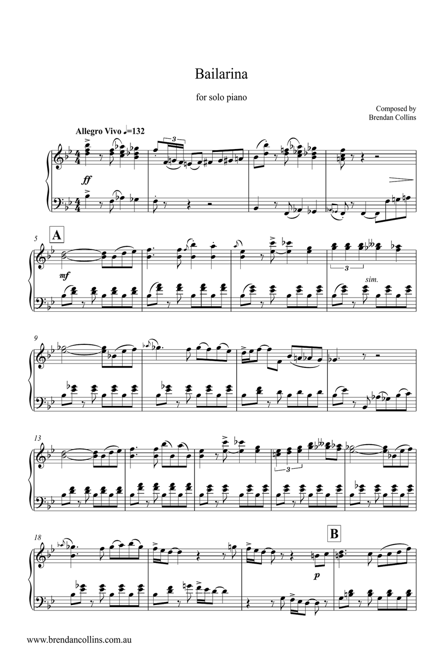 Bailarina Piano Solo scores gallery preview page 1