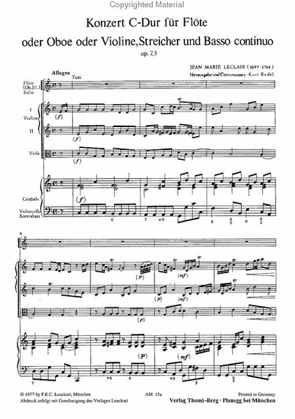 Konzert C-Dur fur Flote (Oboe/Violine), Streicher und Continuo
