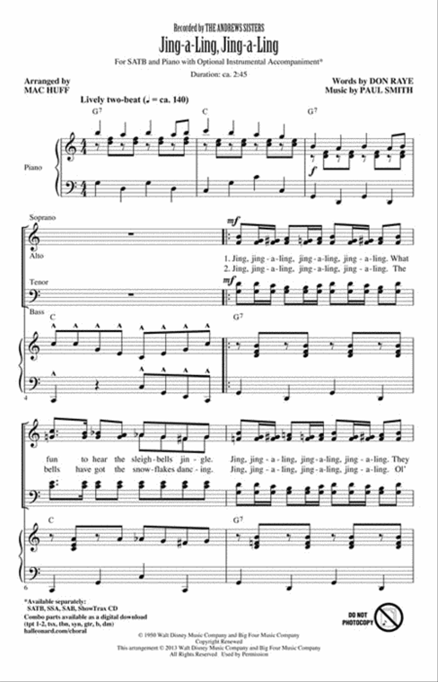 Jing-a-Ling, Jing-a-Ling 4-Part scores gallery preview page 2