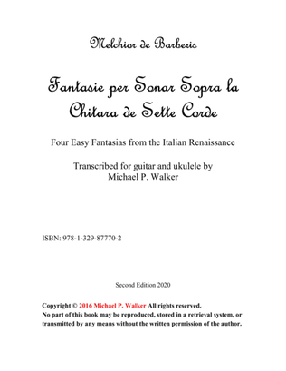 Melchior de Barberis: Four Easy Fantasias from the Italian Renaissance for Baritone Ukulele