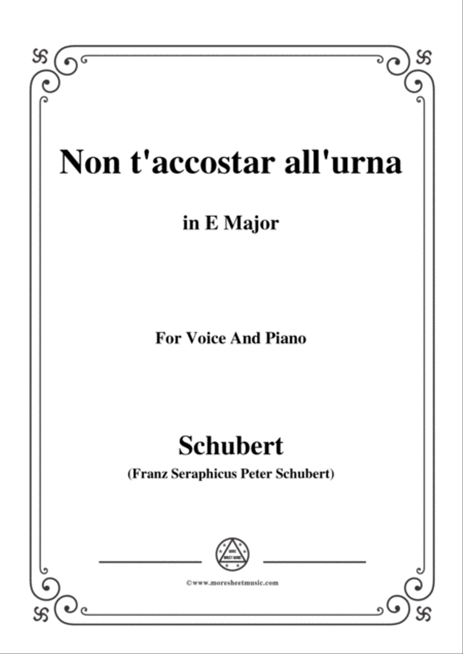 Schubert-Non t'accostar all'urna,D.688 No.1,in E Major,for Voice&Piano Voice scores gallery preview page 1
