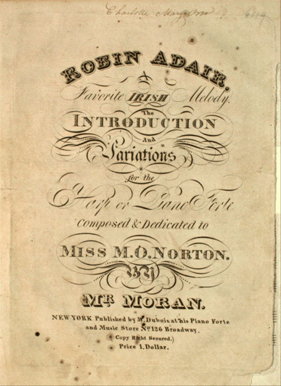 Robin Adair. A Favorite Irish Melody Piano Solo scores gallery preview page 1