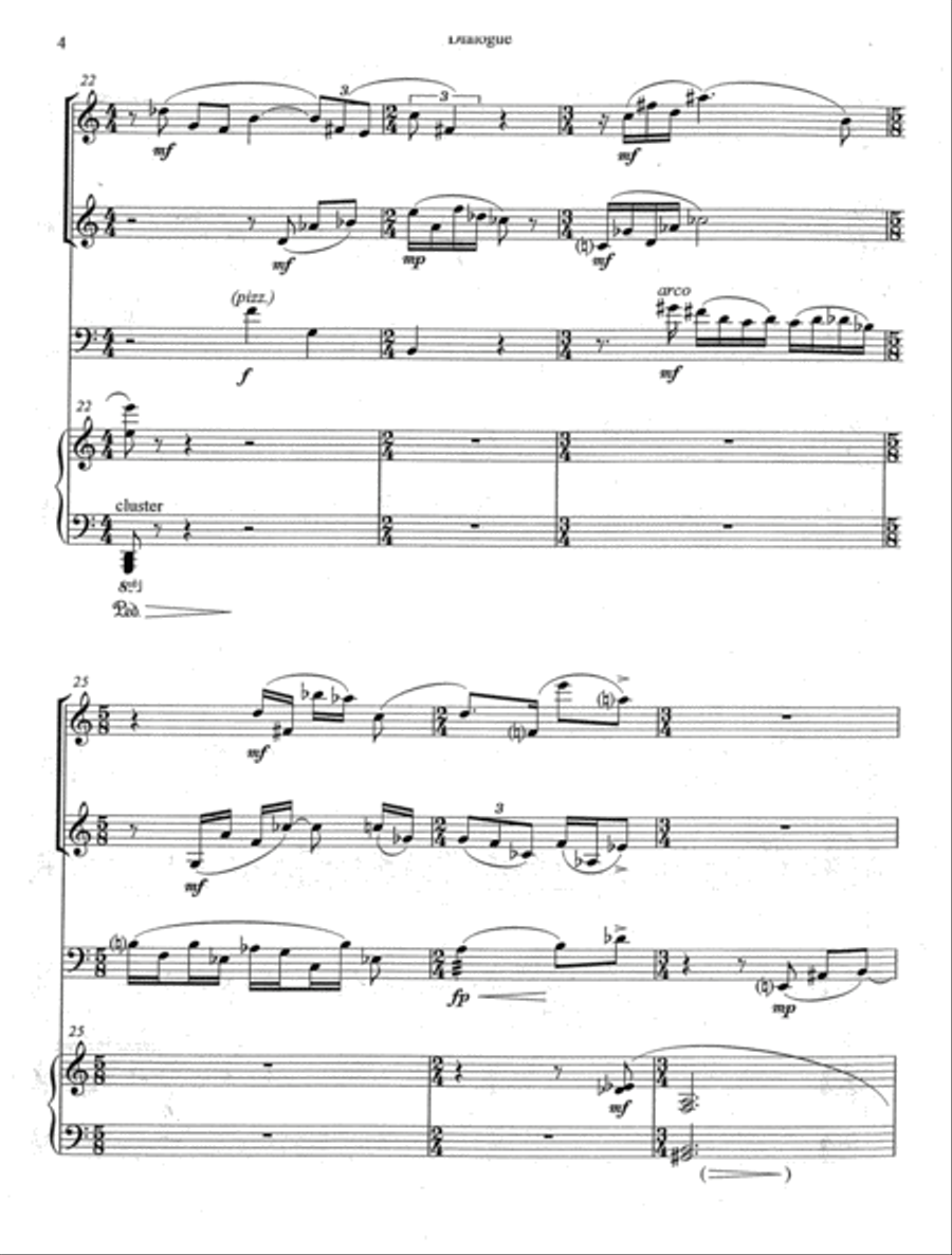 [Pleskow] Dialogue for Piano and Three Instruments Small Ensemble scores gallery preview page 6
