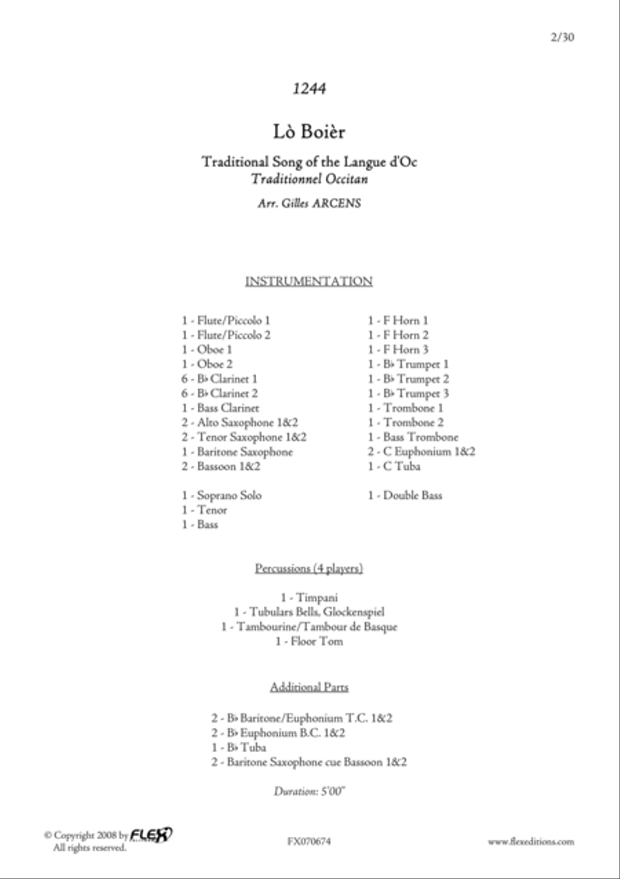 1244 - 1- Lo Boier 1244 - 1- Lo Boier Men's Choir scores gallery preview page 2