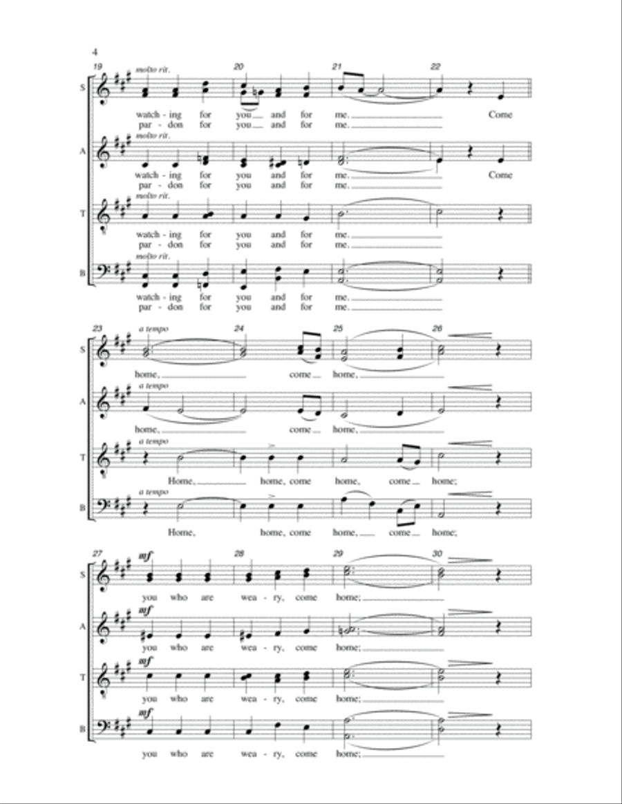 Softly and Tenderly 4-Part scores gallery preview page 3