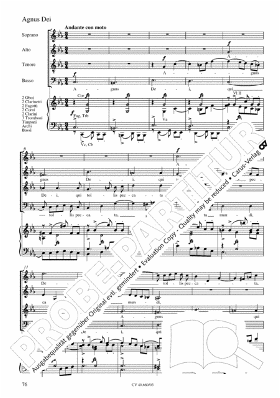 Mass in E flat major (Messe in Es) SATTB scores gallery preview page 77