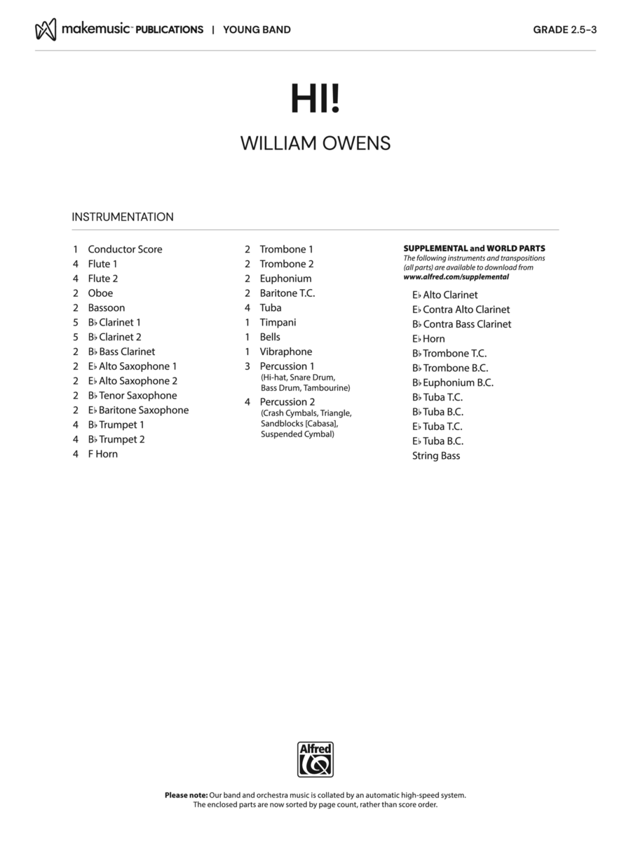 Hi!: Score Concert Band scores gallery preview page 1