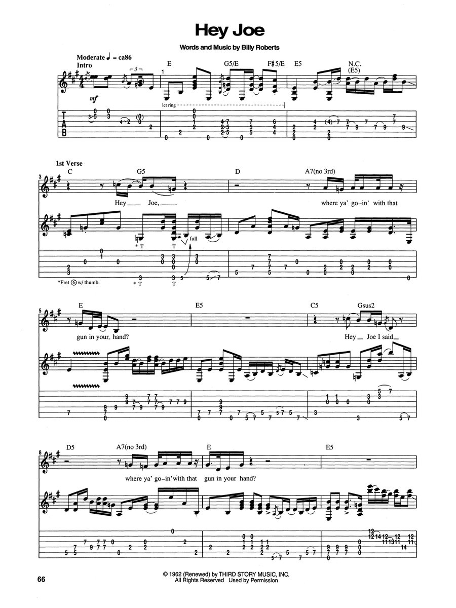 Hey Joe Acoustic Guitar scores gallery preview page 1
