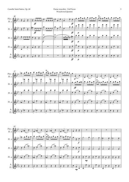 Danse Macabre by Camille Saint-Saens for Flute Quintet by Camille Saint-Saens Woodwind Quintet - Digital Sheet Music