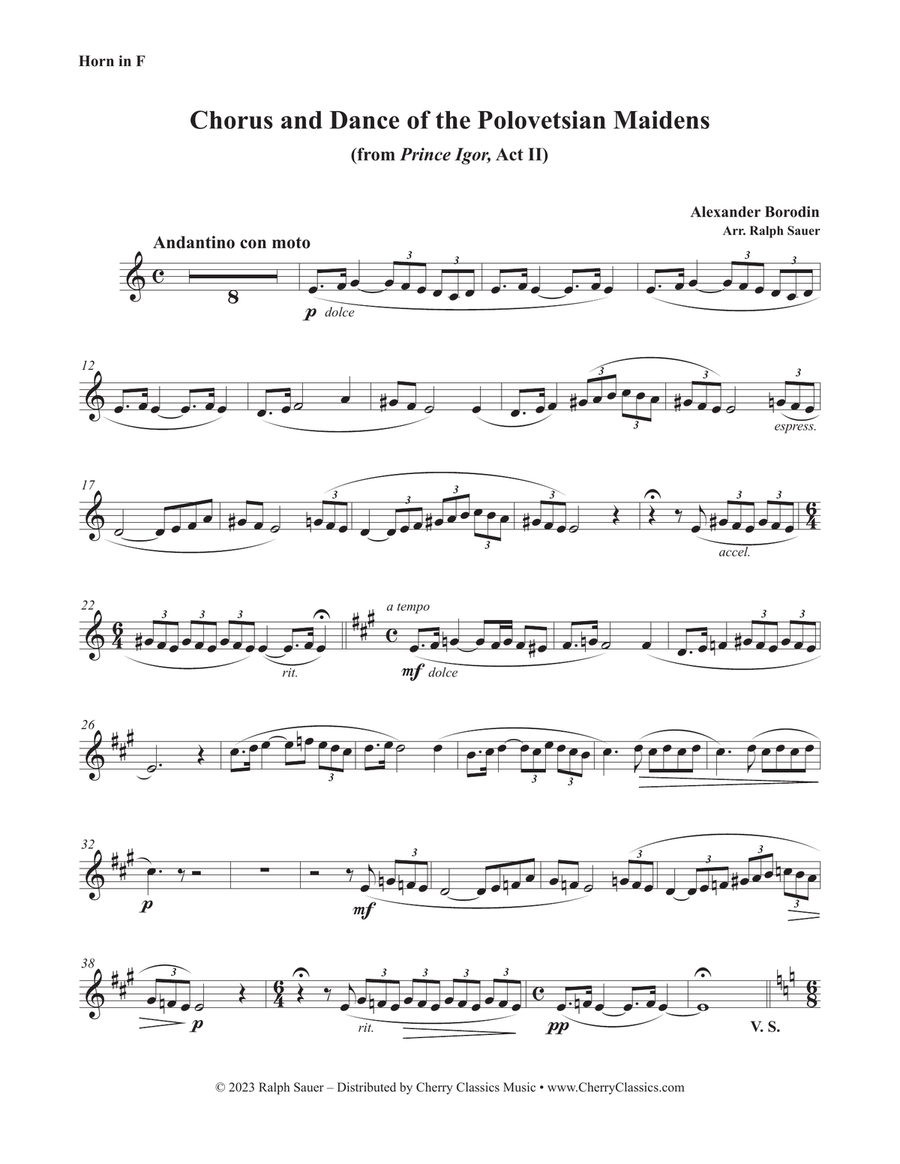 Chorus and Dance of the Polovetsian Maidens for Horn and Piano Choir scores gallery preview page 1