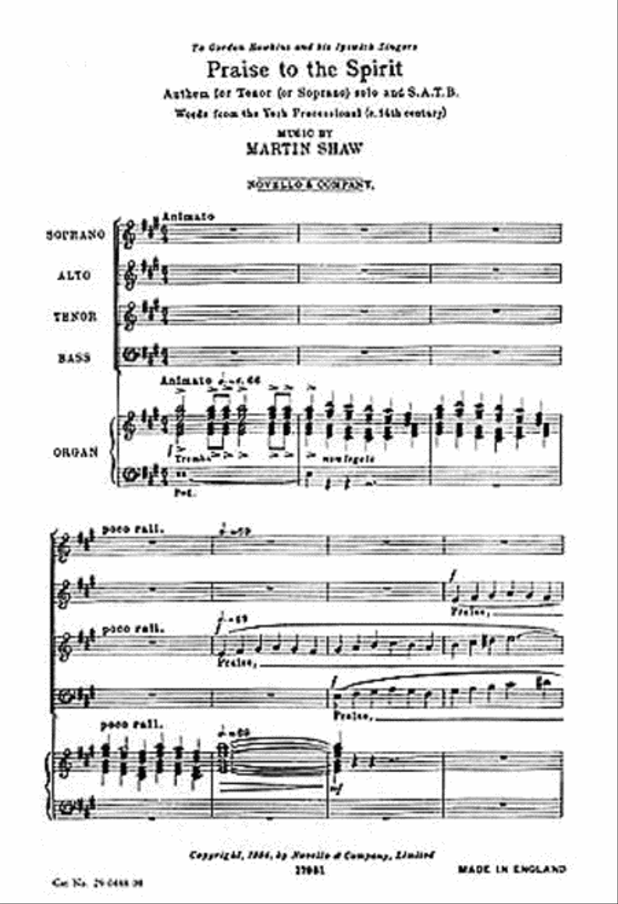 Praise to the Spirit 4-Part scores gallery preview page 1