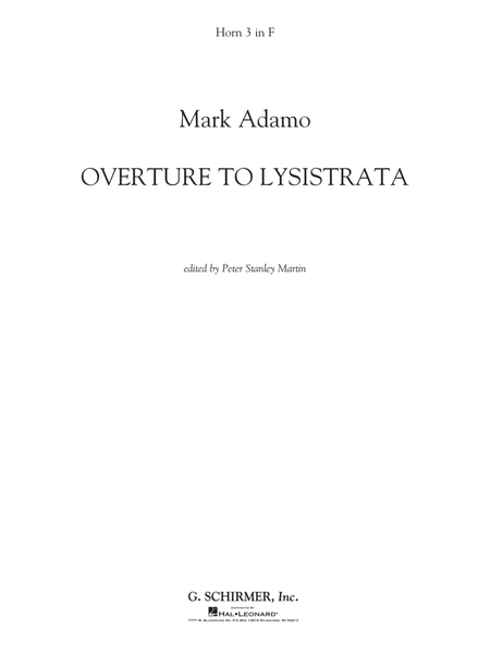 Overture to Lysistrata (arr. Peter Stanley Martin) - Horn 3 in F