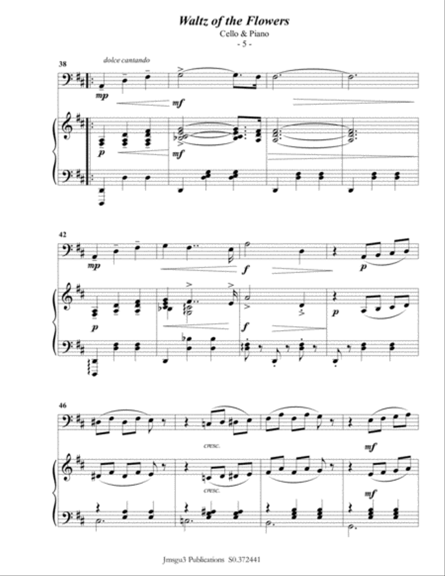 Tchaikovsky: Waltz of the Flowers from Nutcracker Suite for Cello & Piano Piano scores gallery preview page 6