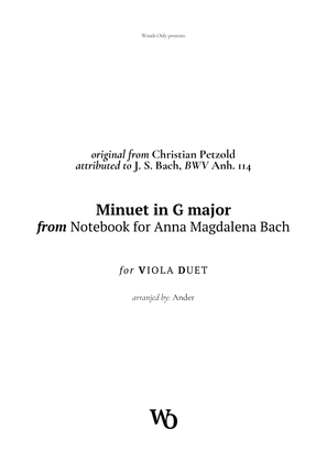 Minuet in G major by Bach for Viola Duet