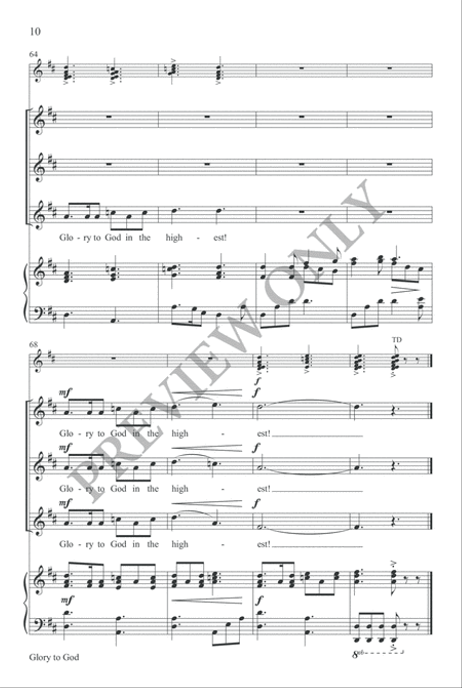 Glory to God Unison Choir scores gallery preview page 9