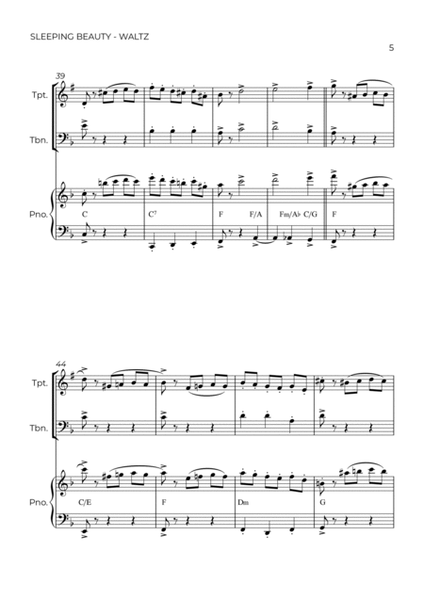 SLEEPING BEATY WALTZ - TCHAIKOVSKY - BRASS PIANO TRIO (TRUMPET, TROMBONE & PIANO) image number null