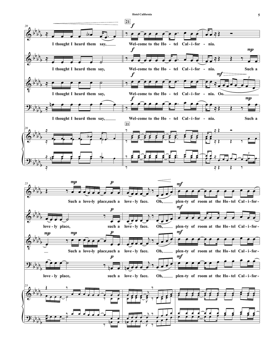 Hotel California 4-Part scores gallery preview page 5
