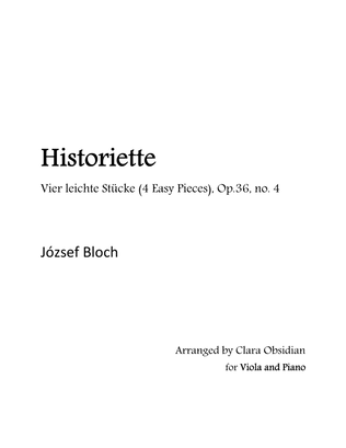 J. Bloch: Historiette from Vier leichte Stücke (4 Easy Pieces), Op.36, no. 4 arr for Viola and Piano