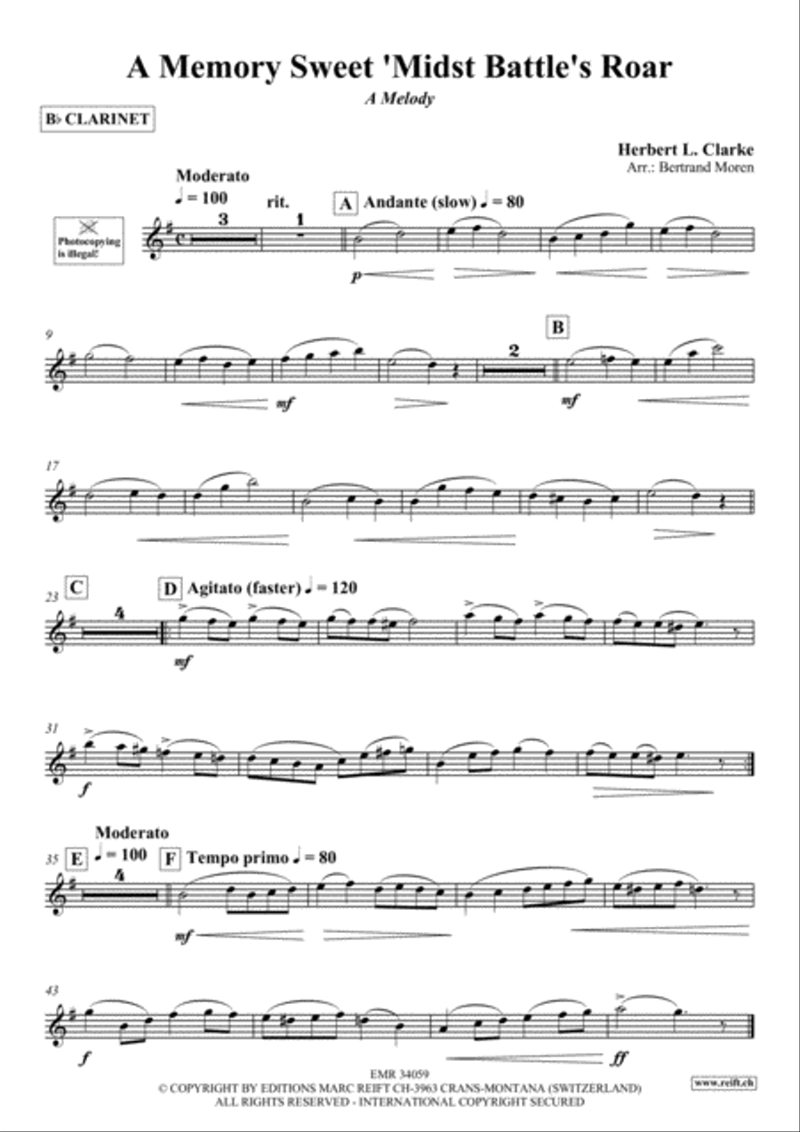 A Memory Sweet 'Midst Battle's Roar Clarinet Solo scores gallery preview page 2