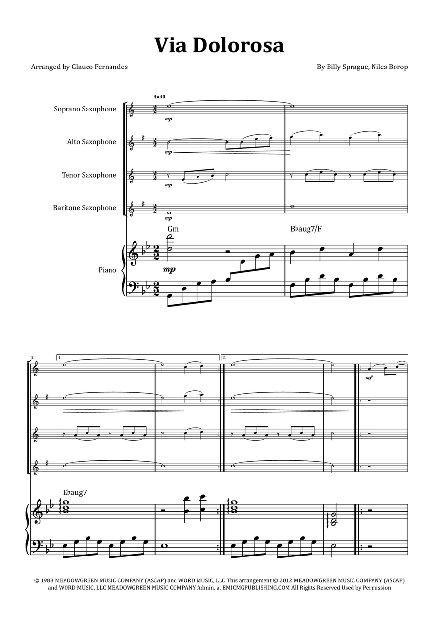 Via Dolorosa Saxophone Quartet scores gallery preview page 1