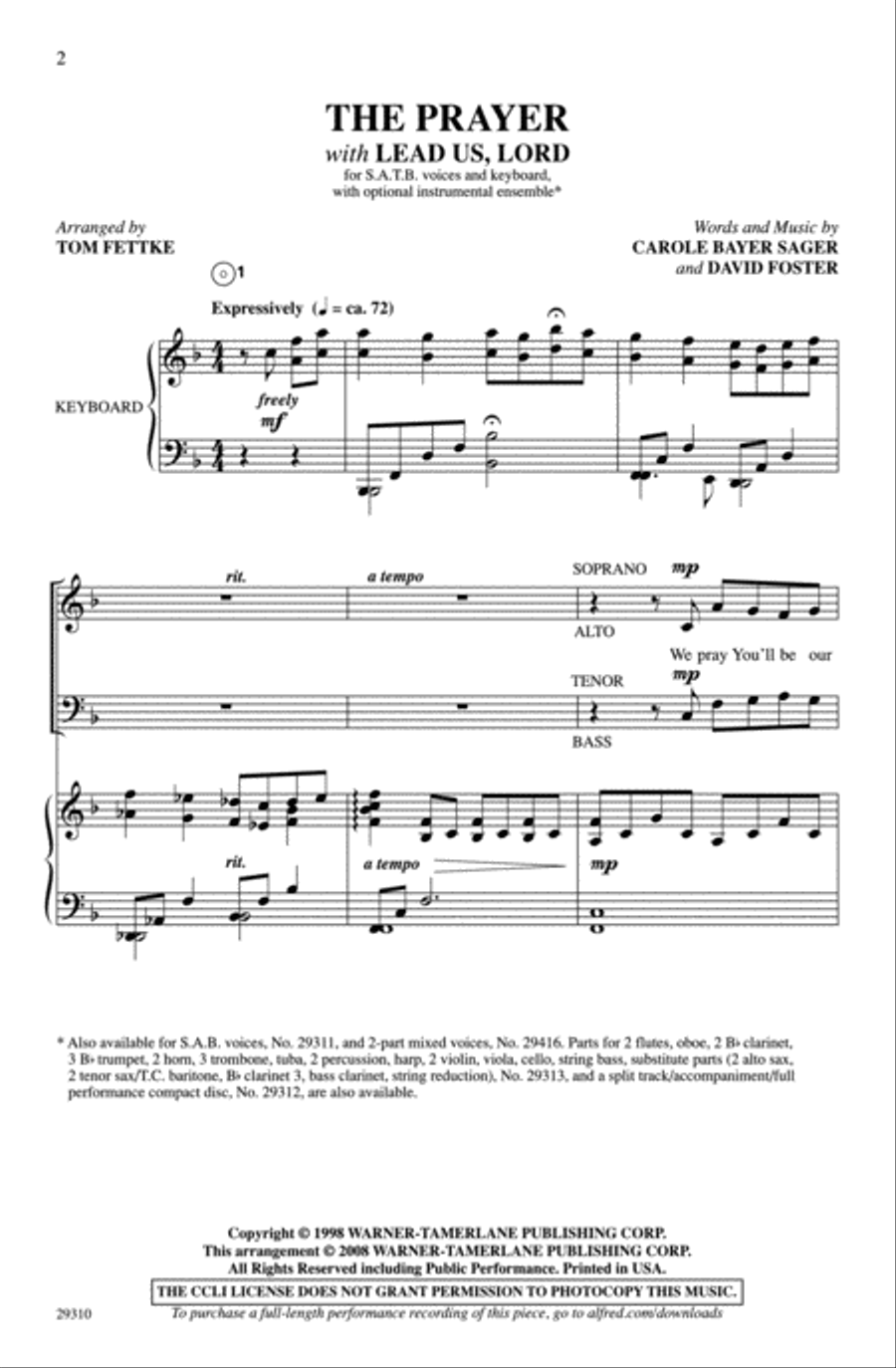 The Prayer 4-Part scores gallery preview page 2