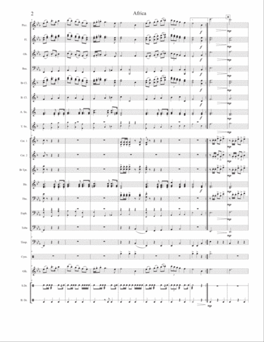 Africa (Now Shall My Inward Joys Arise) Concert Band scores gallery preview page 2