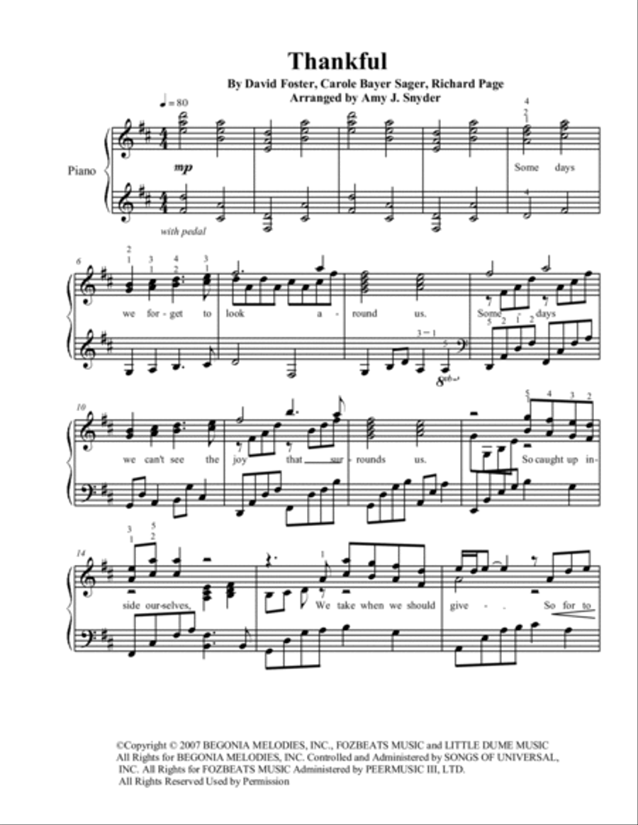 Thankful Piano Solo scores gallery preview page 2