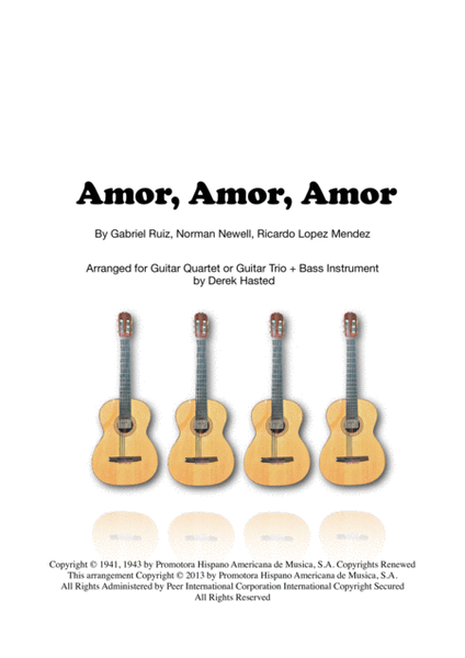 Amor (amor, Amor, Amor) by Ben E. King Guitar Ensemble - Digital Sheet Music